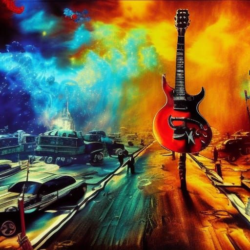 Slash of Guns N' Roses: Hyperrealistic Digital Painting