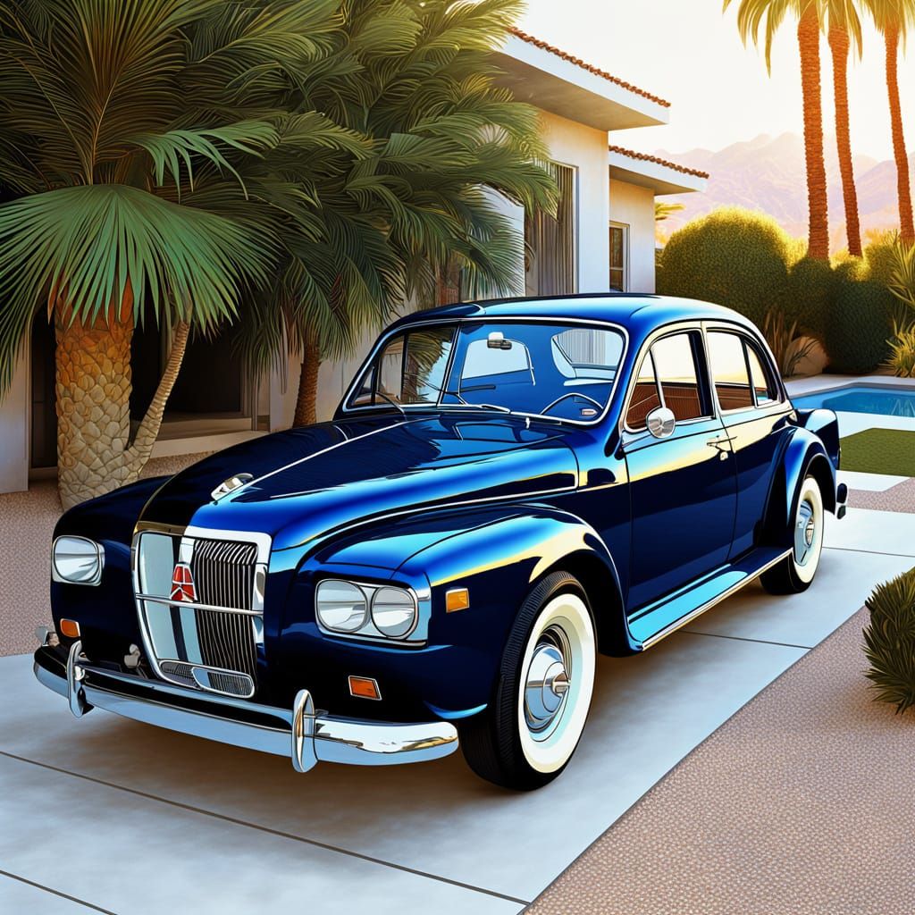 Retro Car Ad in Palm Springs Style
