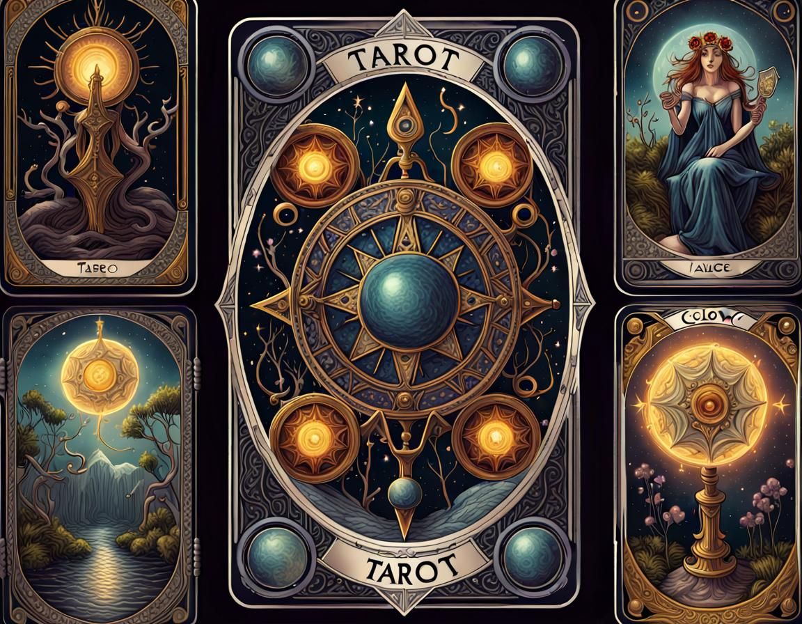 Mystical Tarot Cards with Cosmic Designs