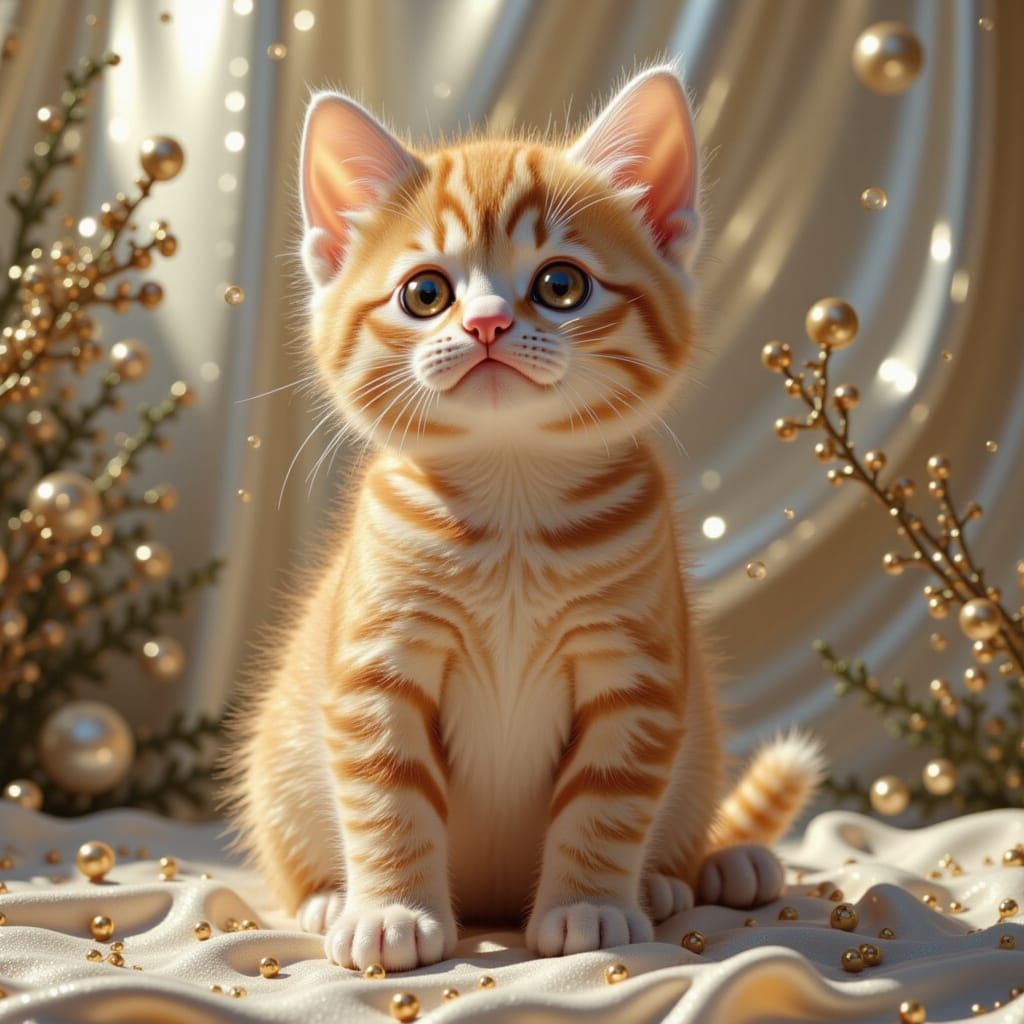 Cute Kitten with Colorful Paint Splashes