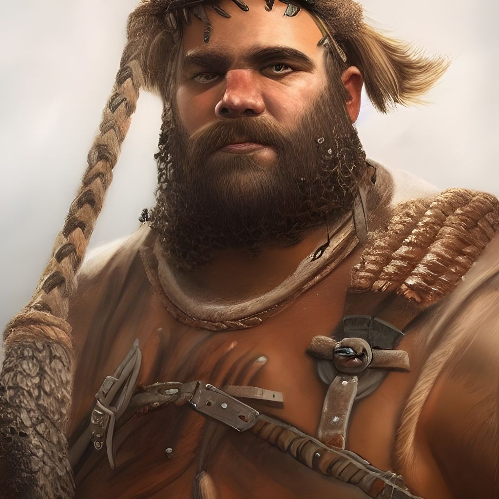 Rugged Barbarian Warrior Portrait in Expressionist Style