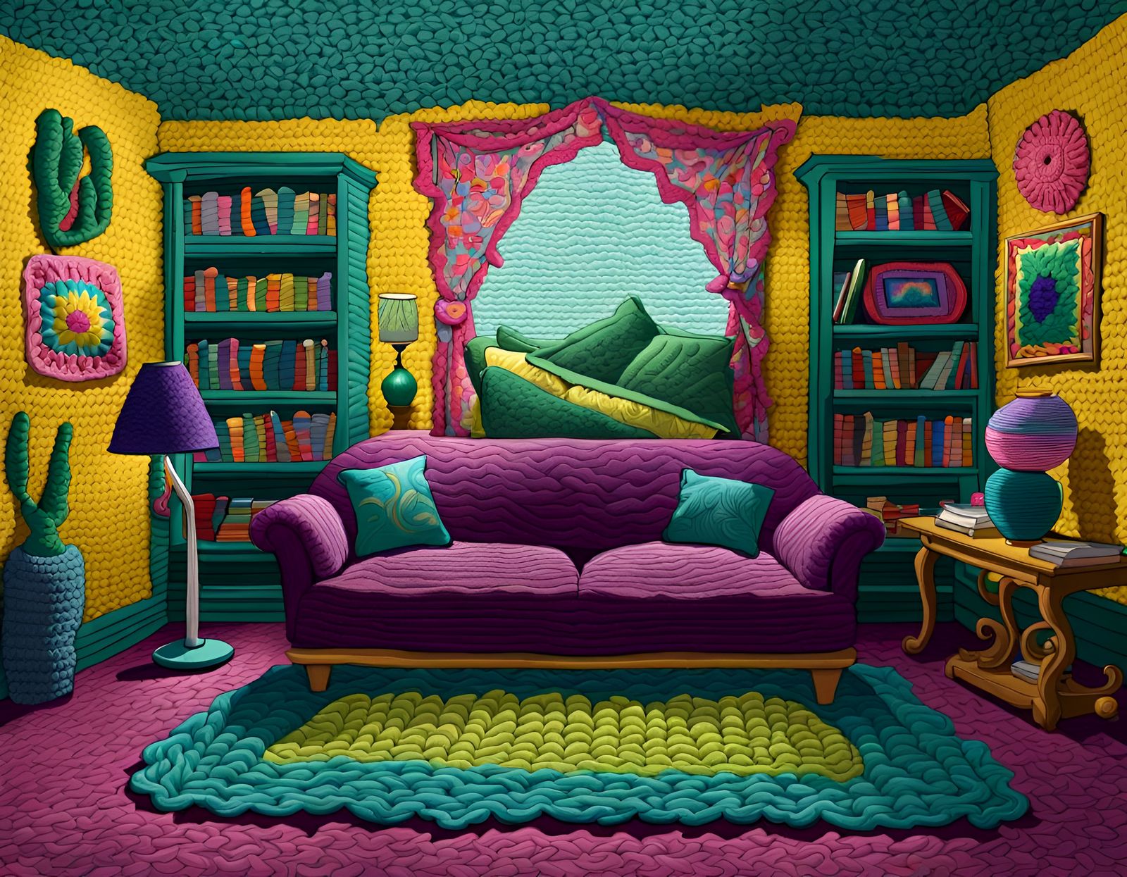 Simpsons Living Room as Embroidery Tapestry