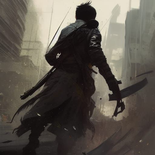 Lonely Assassin Concept Art in Wild West Setting