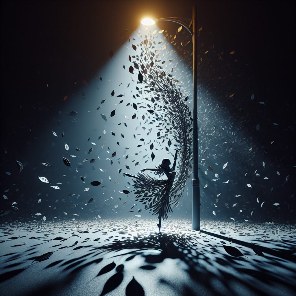 Hyperrealistic Dancing Woman Made of Leaves