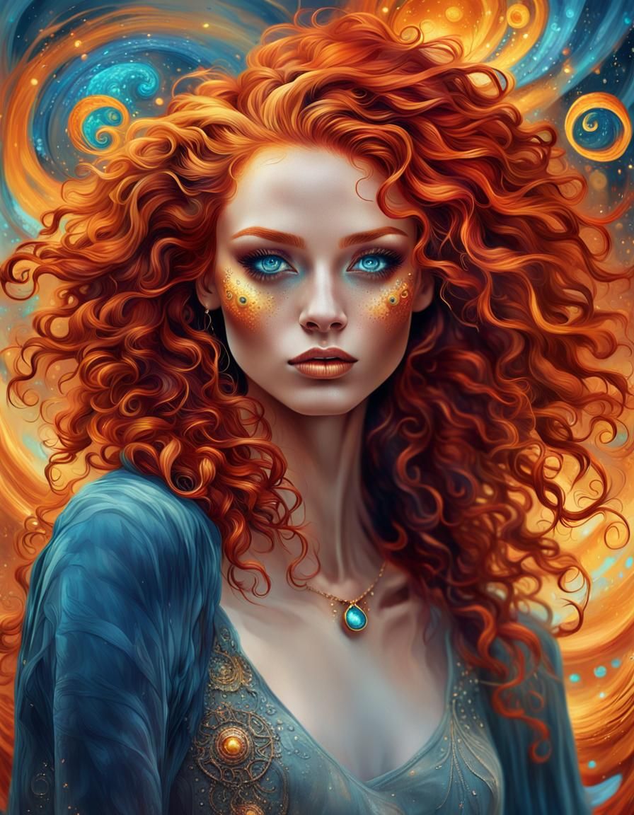 Fiery Portrait in Dreamlike Setting
