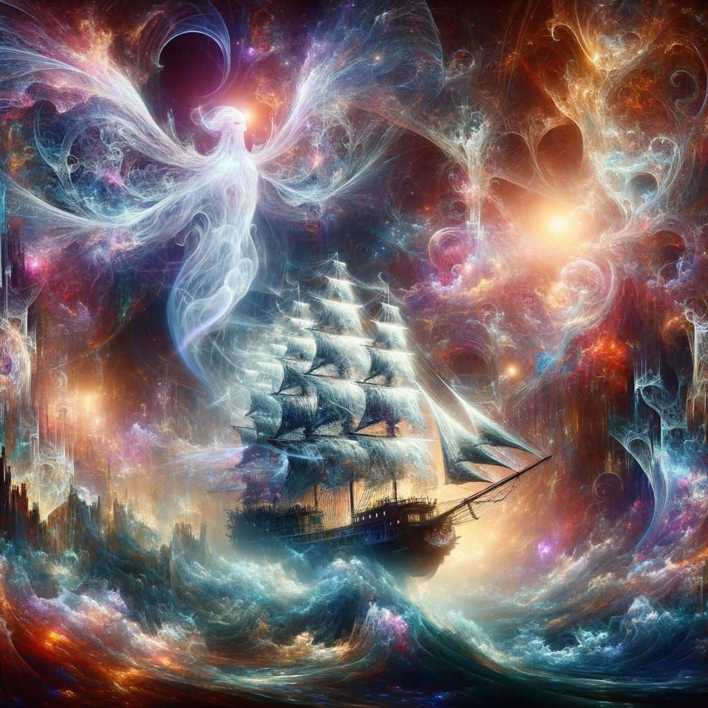 Ethereal Ghost Ship Voyages Through a Chaotic Landscape