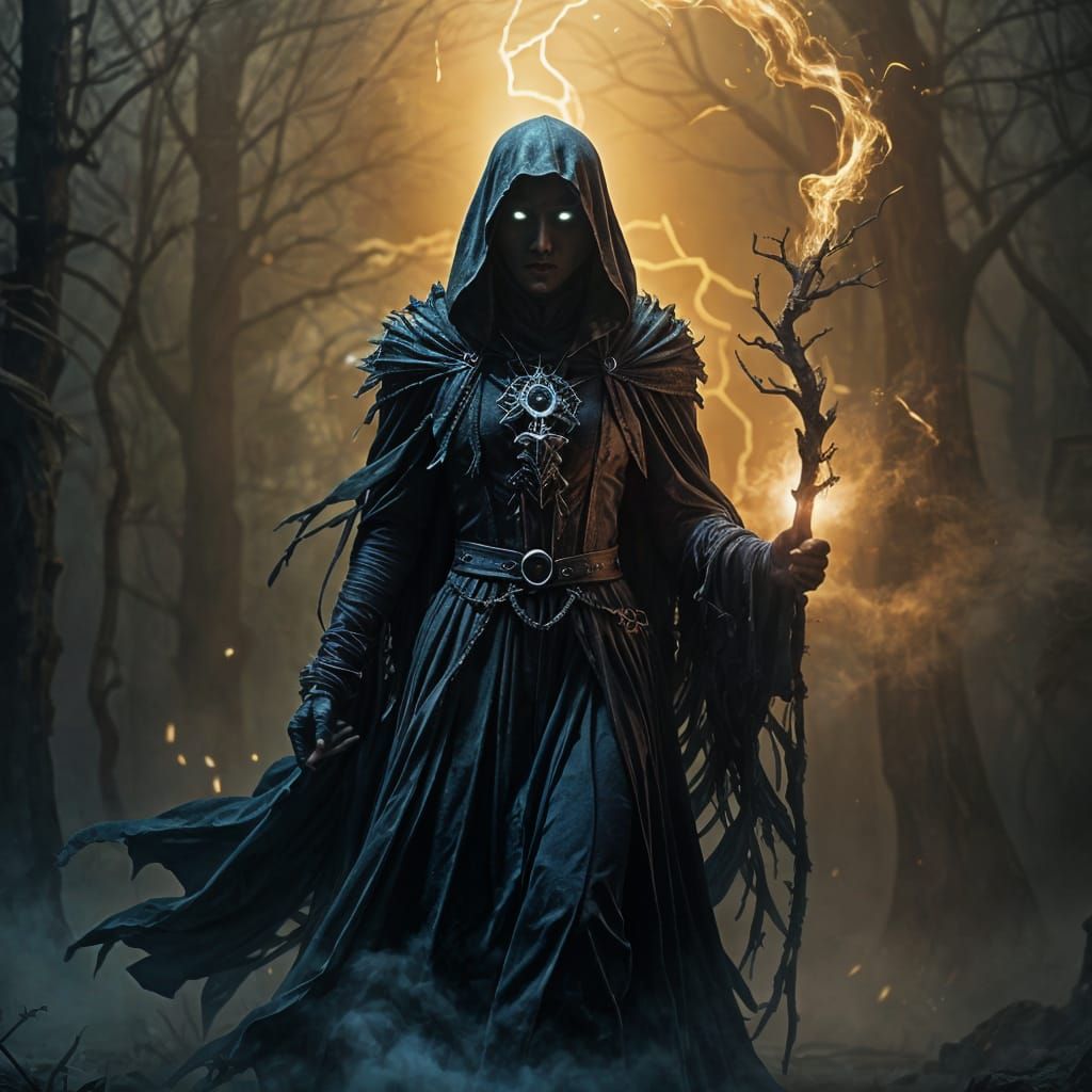 Dark Fantasy Sorcerer Emerge from Arcane Mist