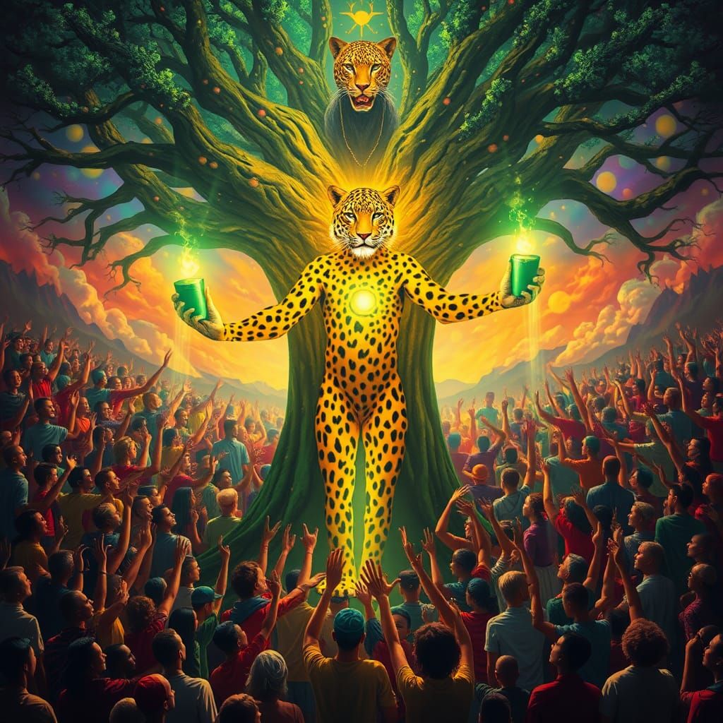 Yellow Leopard Man at the Tree of Time