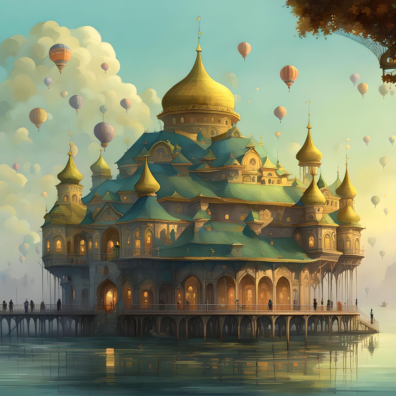 Dreamlike Palace Pier Digital Illustration