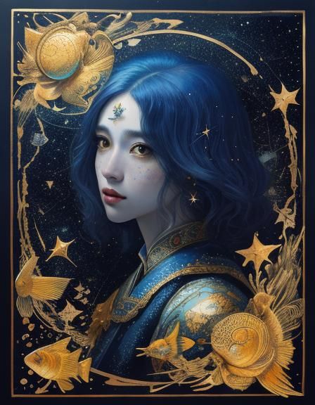 Woman as Pisces Double Exposure Art