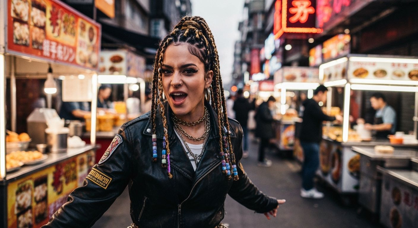 Energetic Gyaru Girl in Urban Street Scene