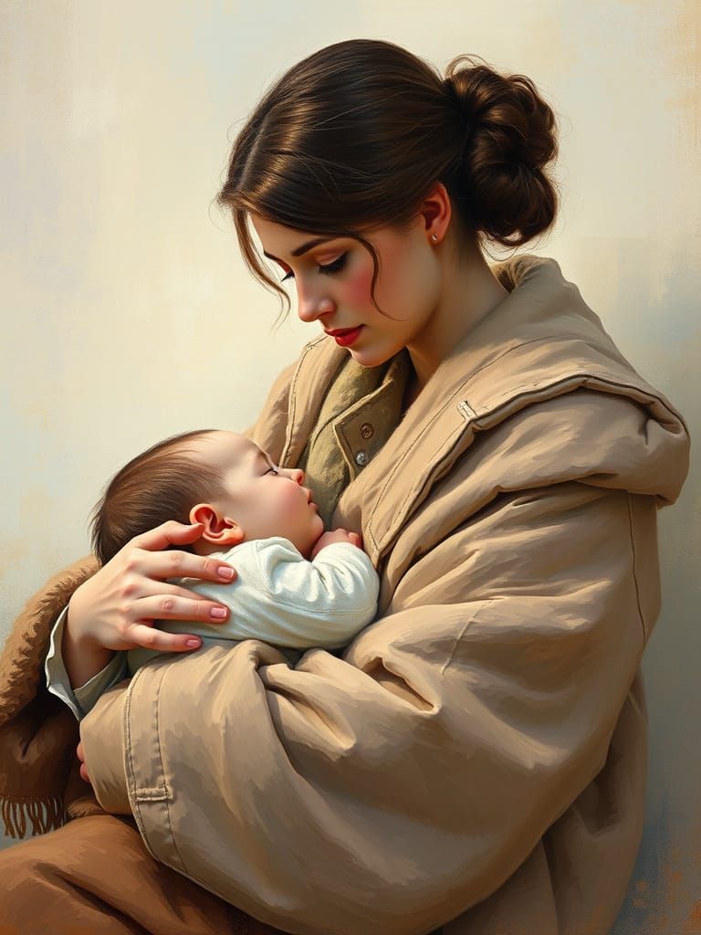 Mother and Child in Impressionist Style