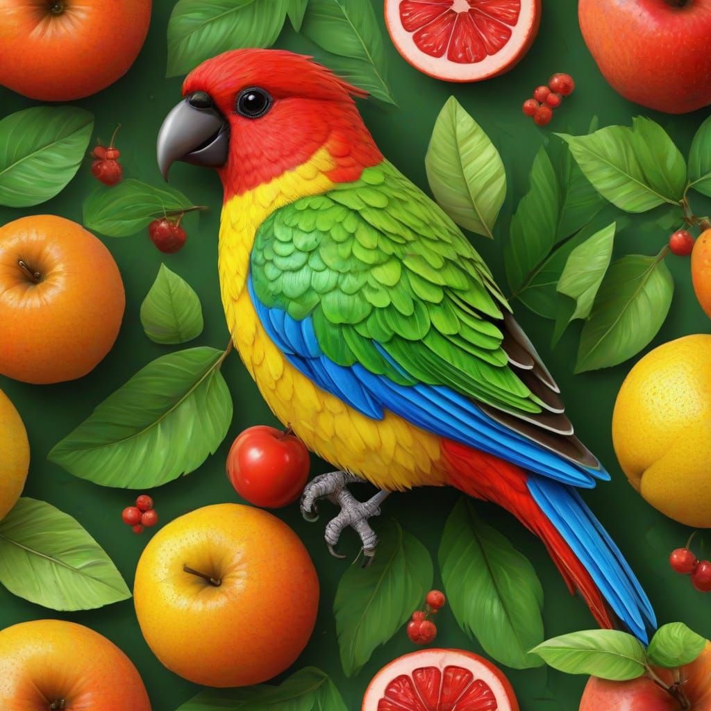 Fruit Flock Bird in Vibrant Textured Form