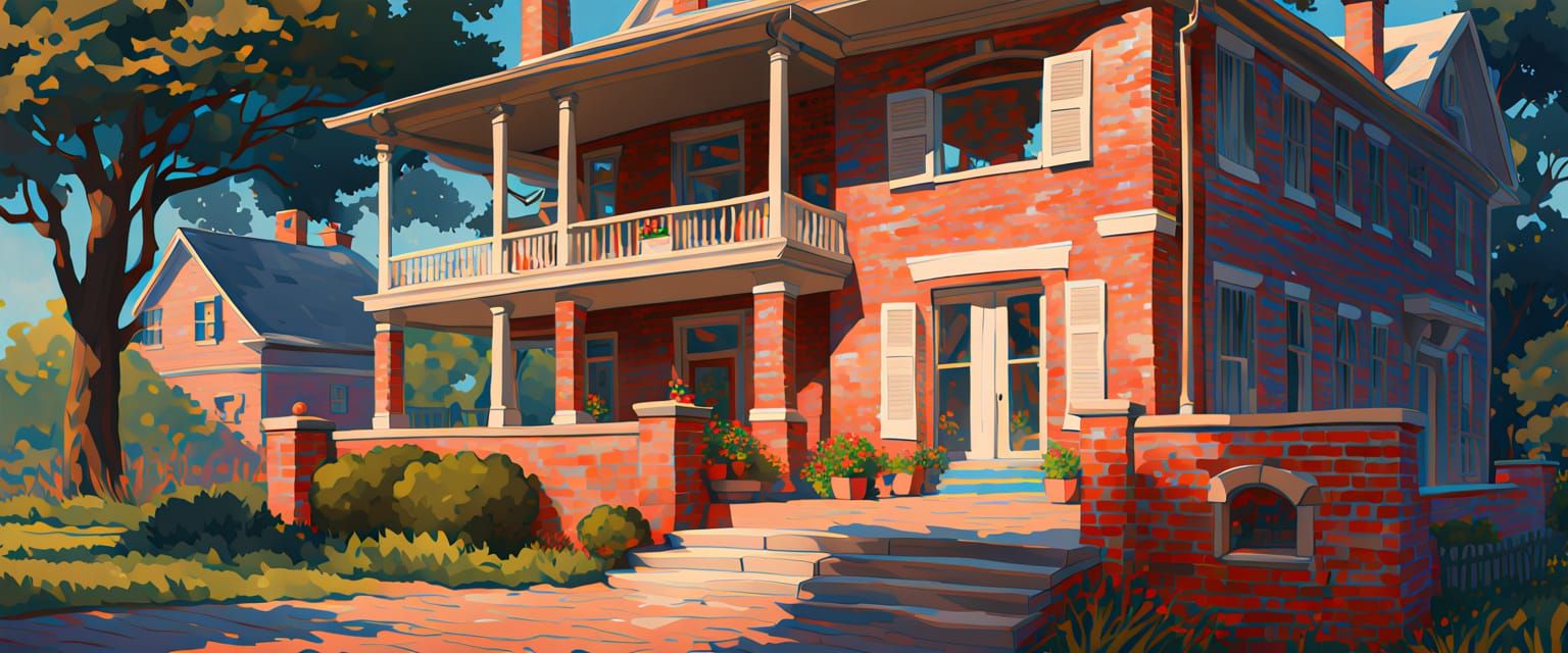 Elegant Red Brick House in Folk Art Style