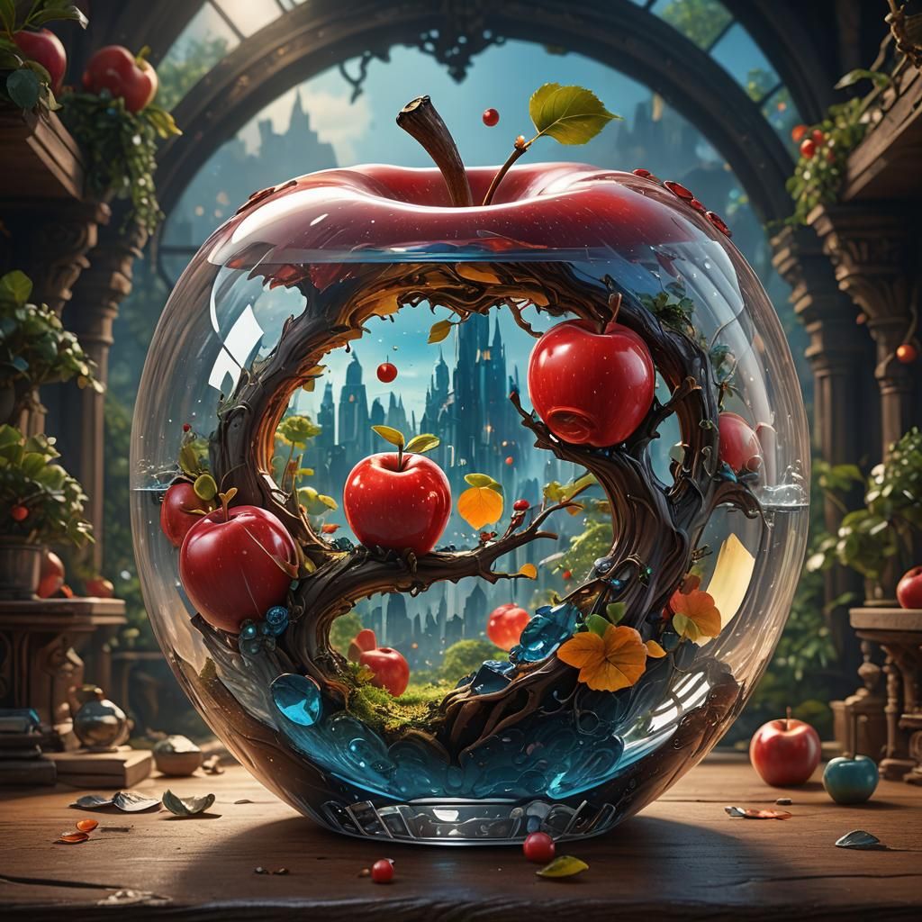 World Inside a Glass Apple: Detailed Matte Painting