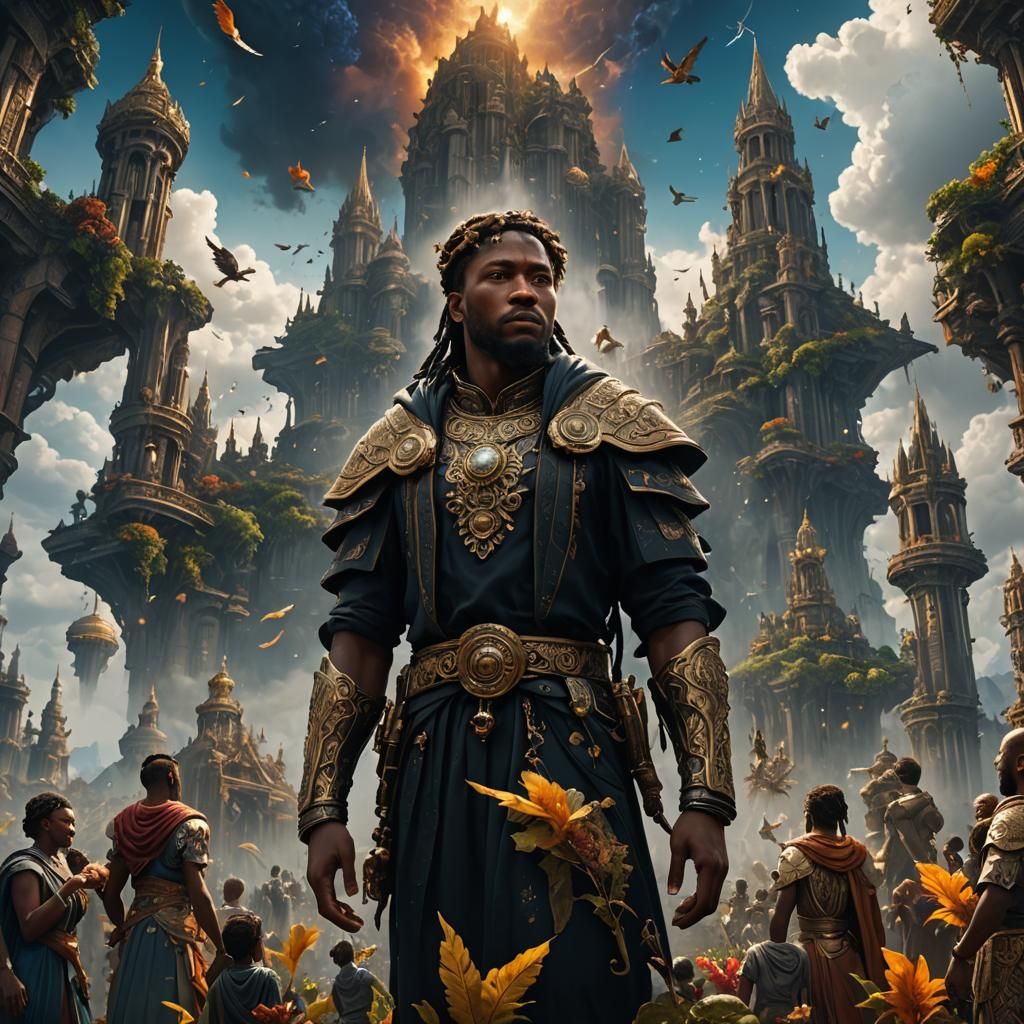 Black People in Heaven: Detailed Matte Painting