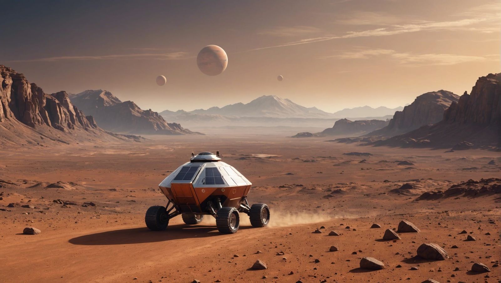 Photorealistic Panorama of Mars Colony with Astronauts