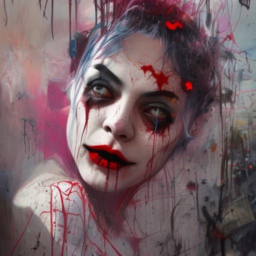 Dramatic Clown Portrait in Horror Fine Art Style