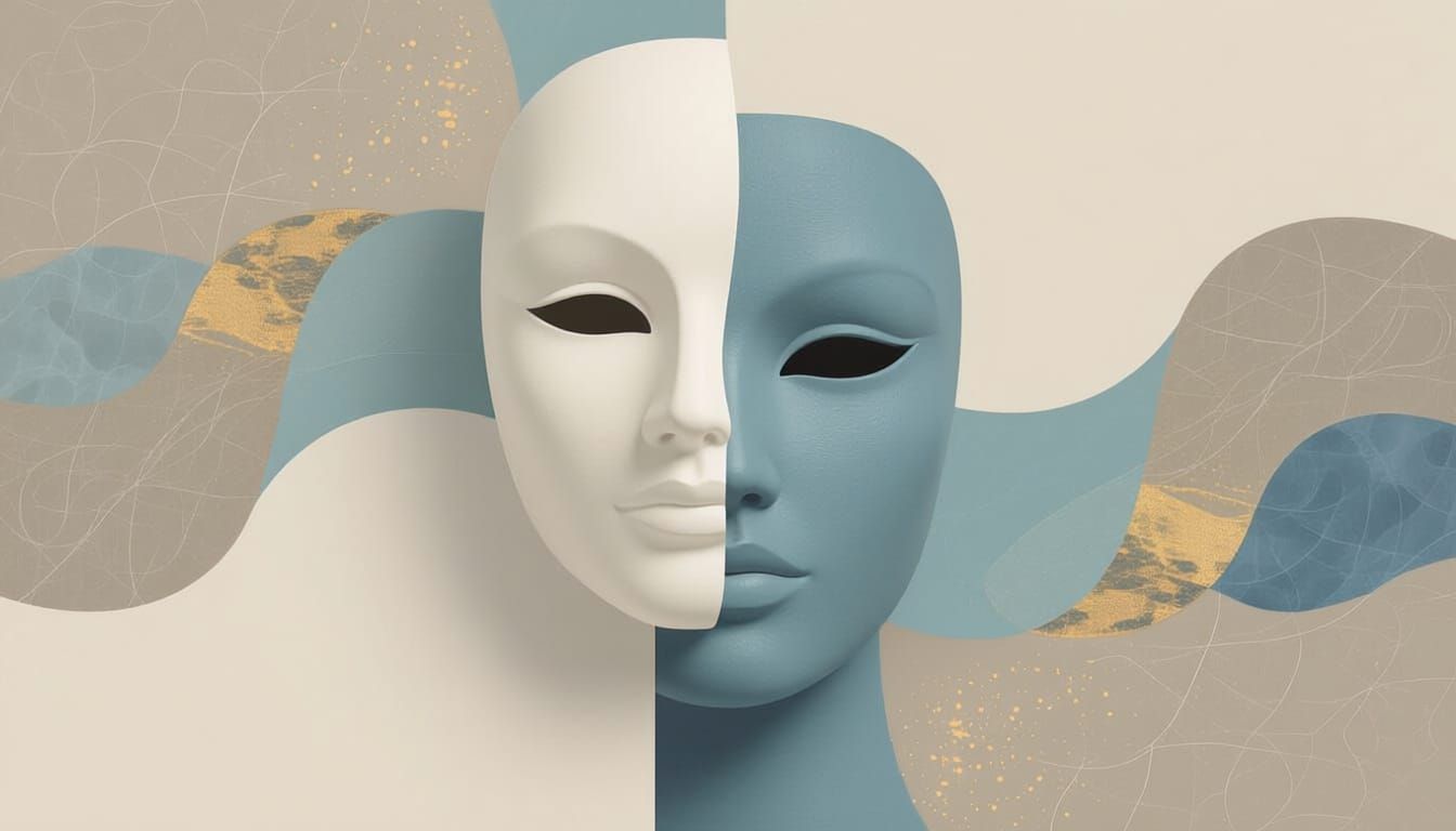 Abstract Duality Symbolizing Hidden Emotions in Muted Tones