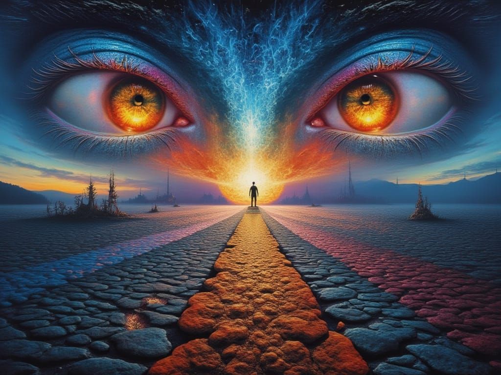 Surreal Concept Art Portrait with Triadic Colors