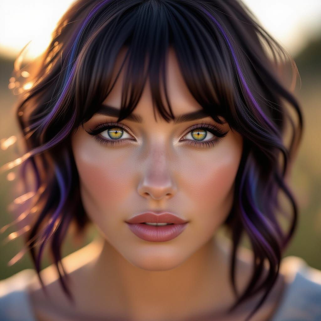 Woman With Copper Eyes in Early Morning Sun