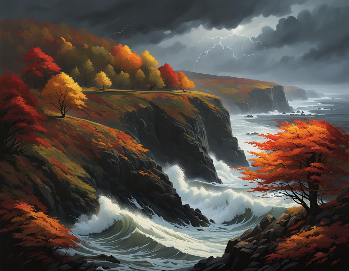 Dramatic Autumn Storm on a Wild Coast