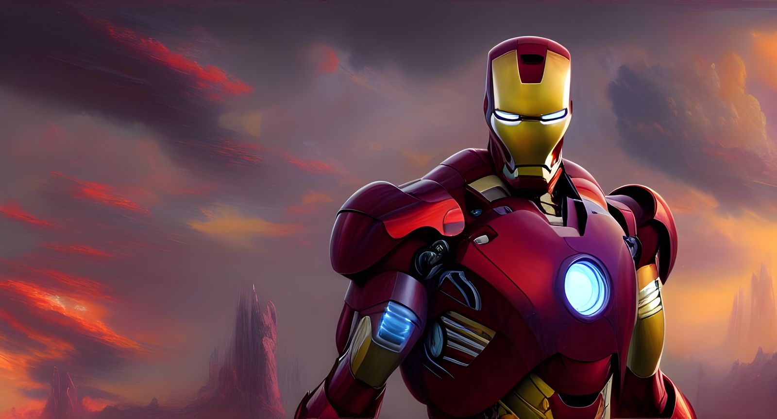 Futuristic Iron Man: Intricate Colorful Oil Painting