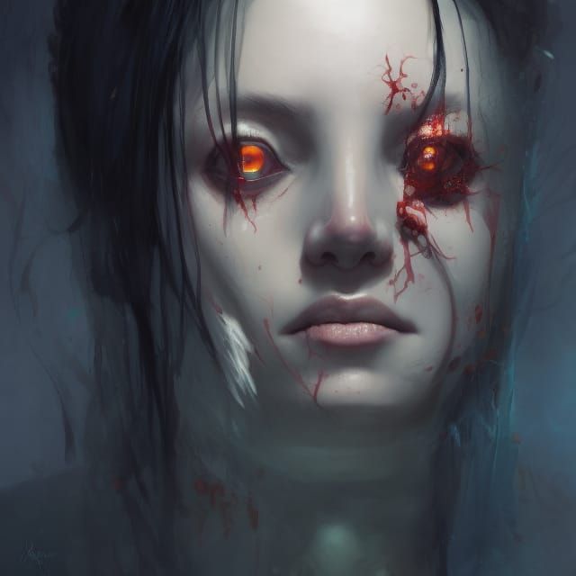 Scary Beauty: A Vibrant Digital Portrait