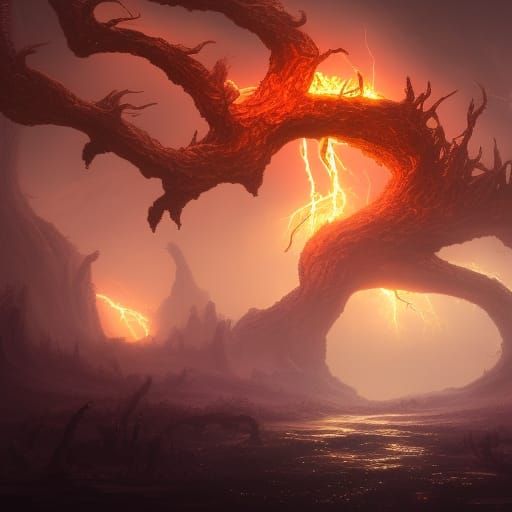 Lightning Elemental in Horror Swamp: Fantasy Concept Art