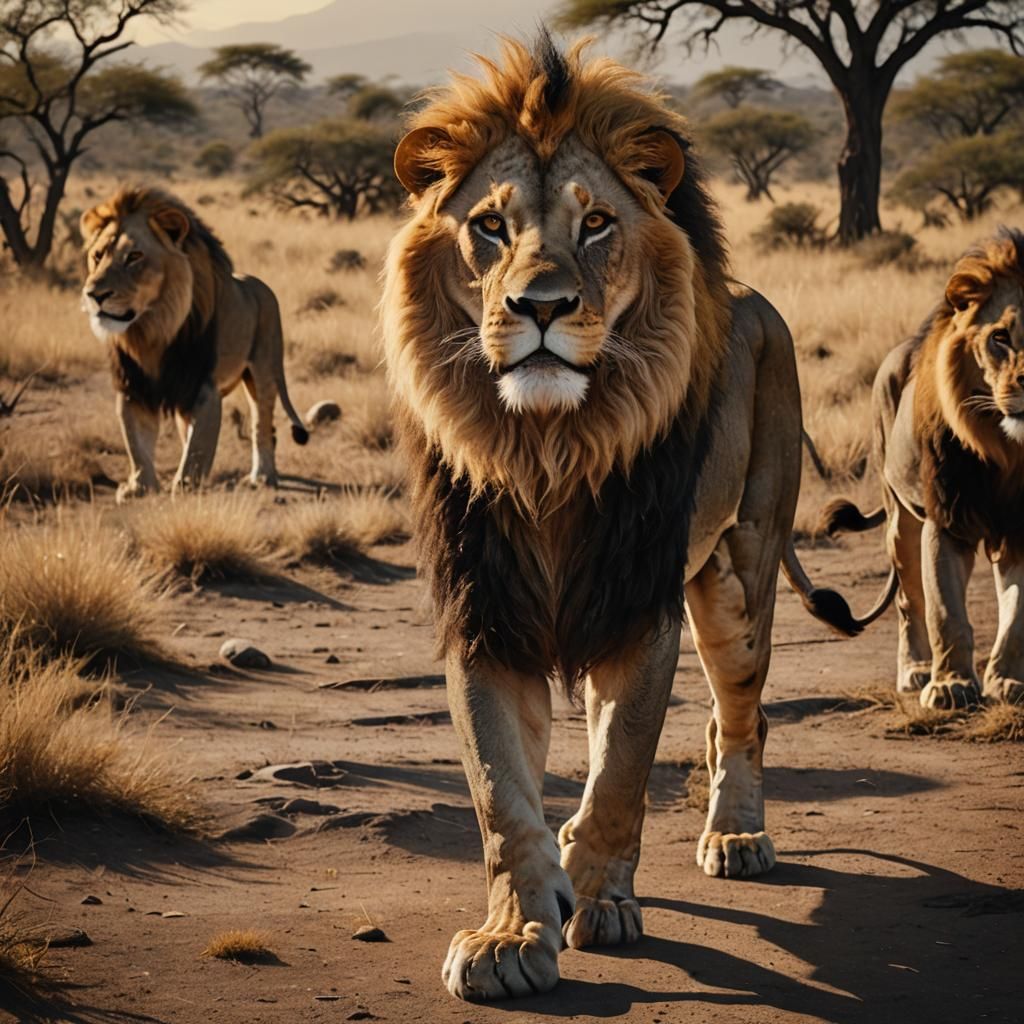 Lion's Victory: A Surreal Wildlife Art Piece