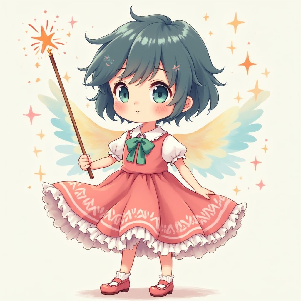 Magical Schoolboy Transformation in Anime Style