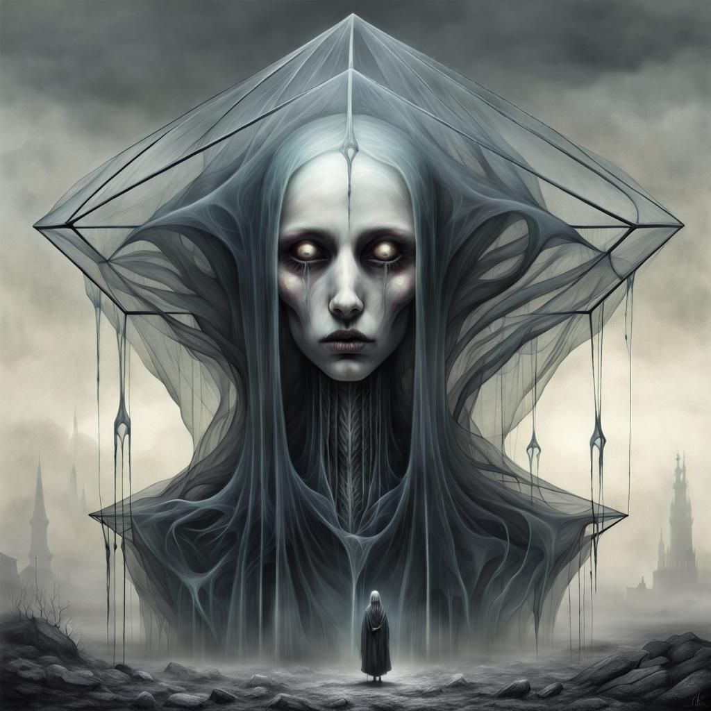 Ethereal Gothic Ghost in Gloomy Impressionism