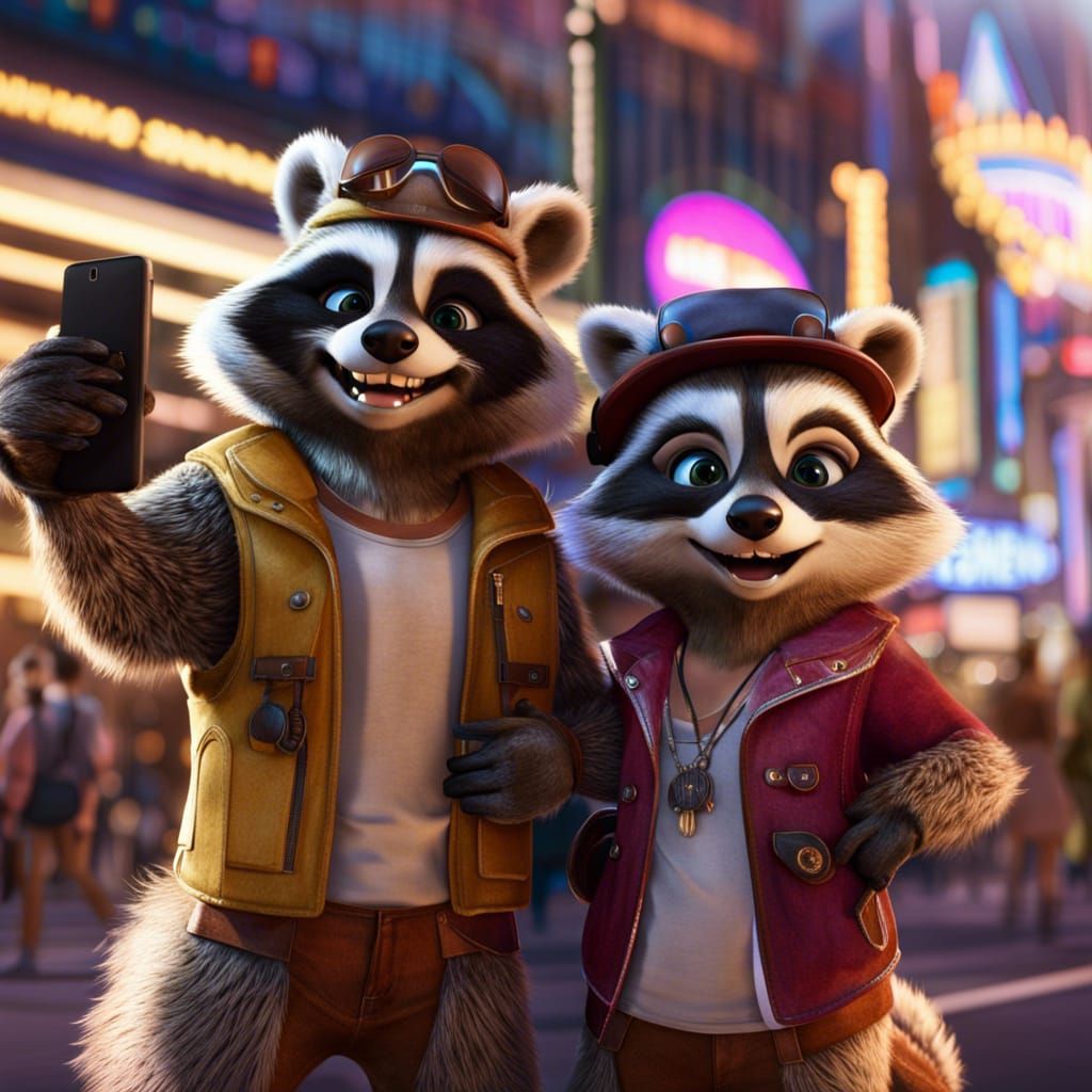 Raccoons Vacation Selfie - Las Vegas Edition #petvacationselfie