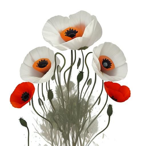 Sinister Poppy Flowers on White Background