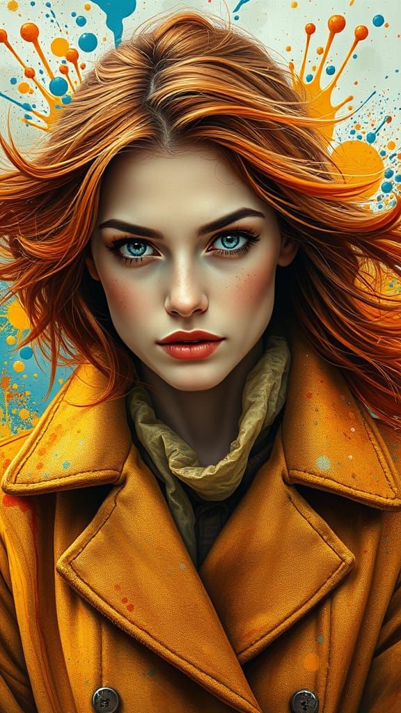 Surreal Portrait of Elegant Woman in Vibrant Colors