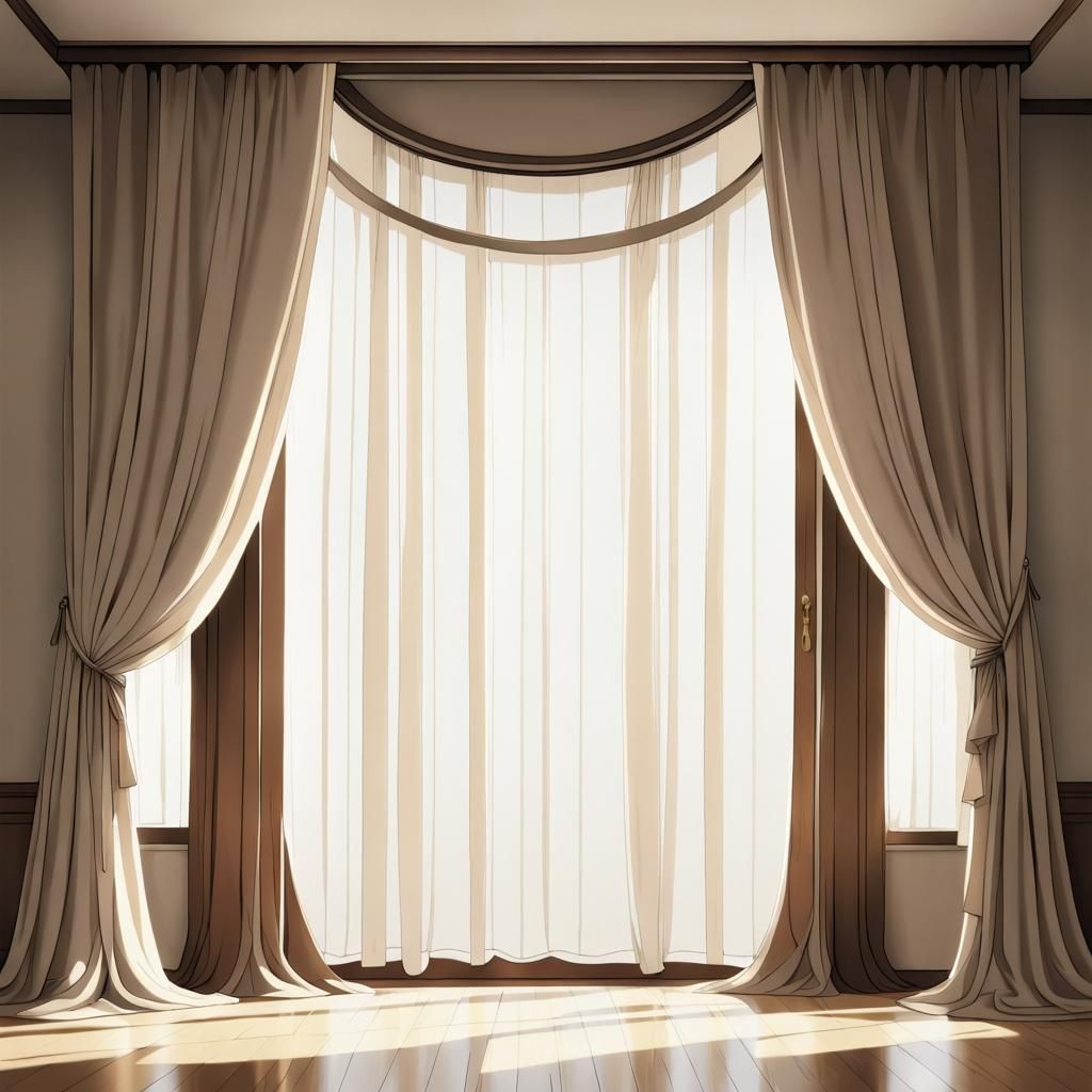 Minimalist Circular Curtain in Anime Style