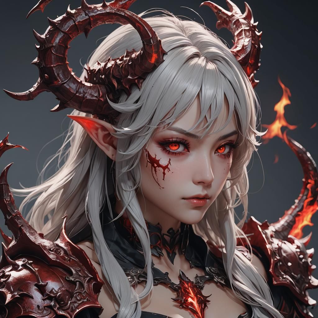 Detailed 3D Anime Devil Concept Art