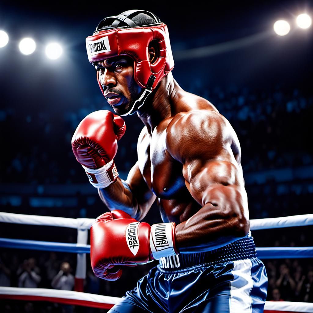 Detailed Olympic Boxer Illustration in Hyperrealism Style