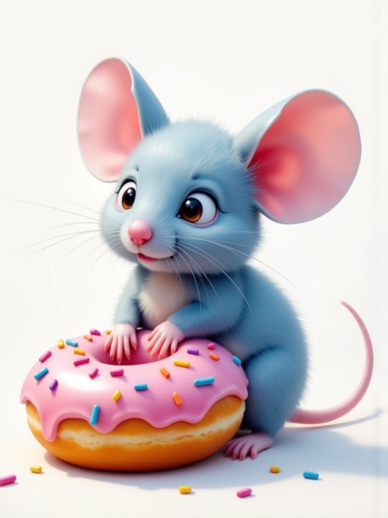 <lora:Abstract Painterly:0.8> <lora:Earth and wash:0.8>A photorealistic image of an adorable fluffy mouse with light blu...