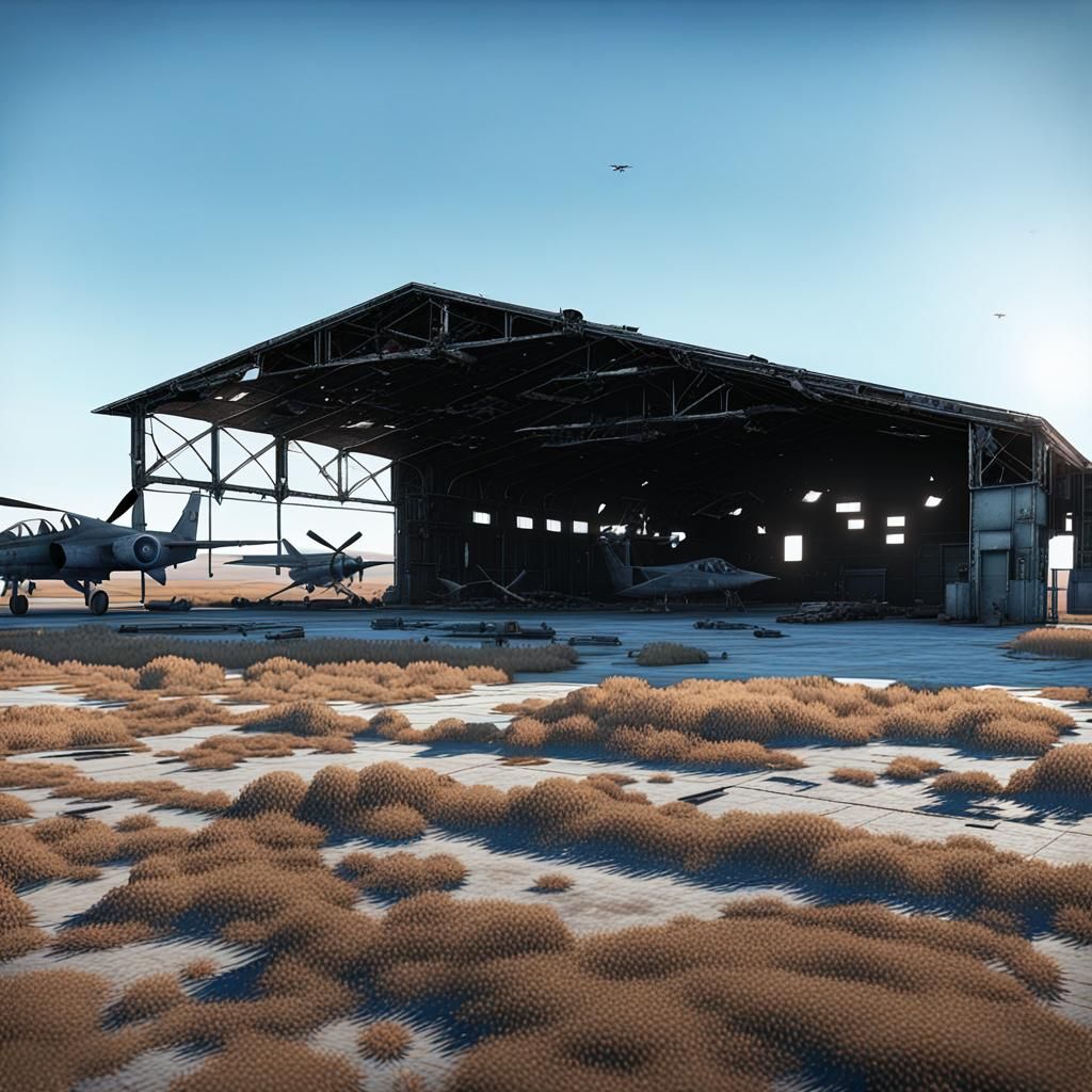 Abandoned Air Force Base in Winter, 3D Render