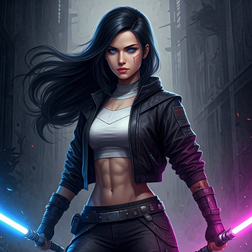 Cyberpunk Jedi Athlete in Cutting-Edge Gear