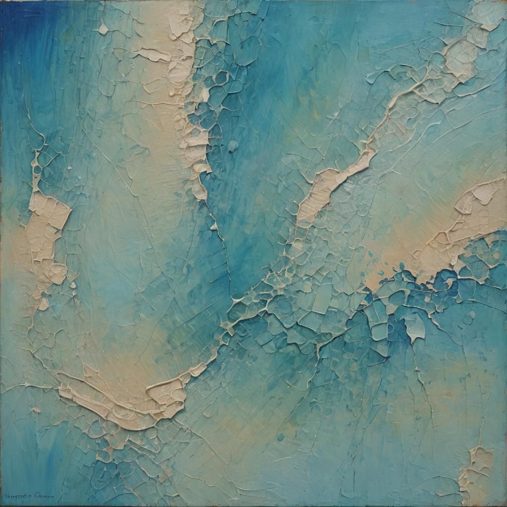 Blue Gradient Oil Painting by James Gurney Style
