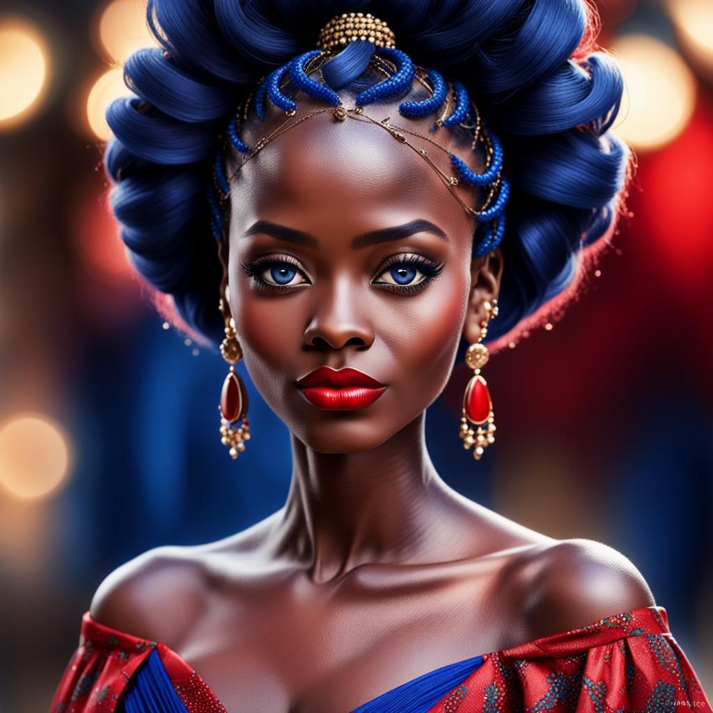 African Lady with Traditional Hairstyle in Bokeh Style