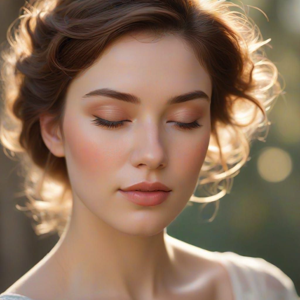 Relaxing Woman Portrait in Art Nouveau Style