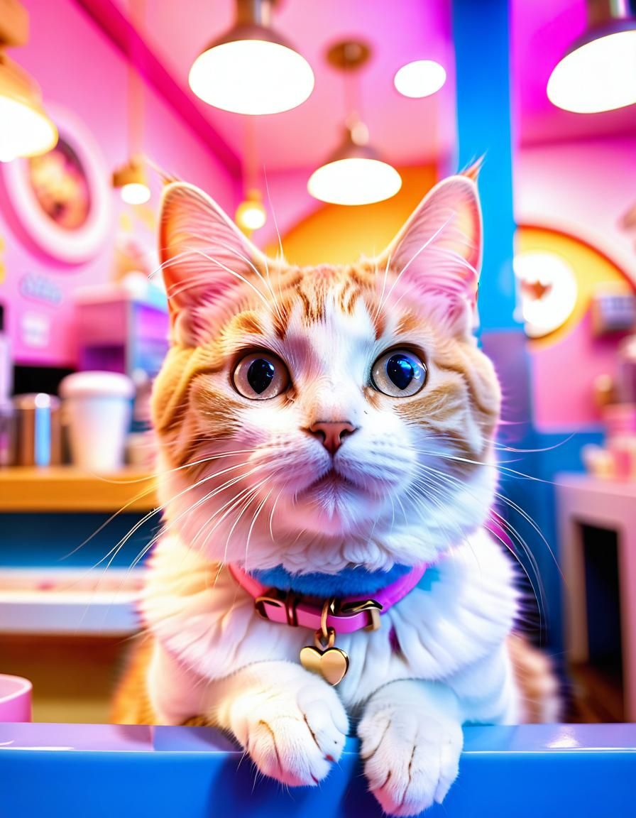 Kawaii Cat in Harajuku Cafe: Anime Film Still