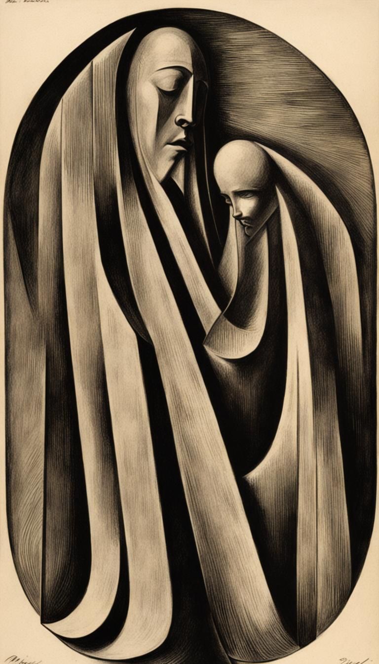 Expressionist Wood Sculpture of a Musician