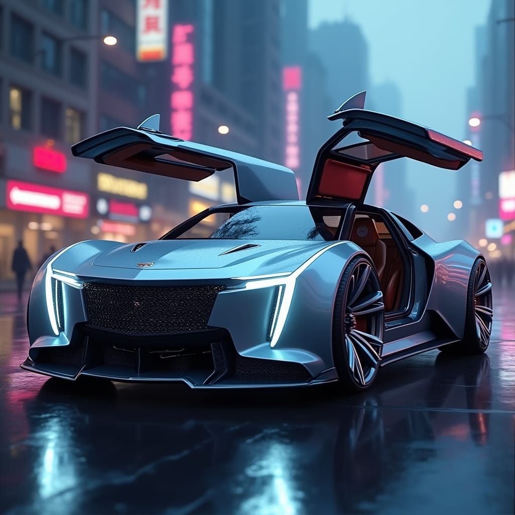 Luxury Futuristic Cadillac Escalade 2300 in Metallic Silver