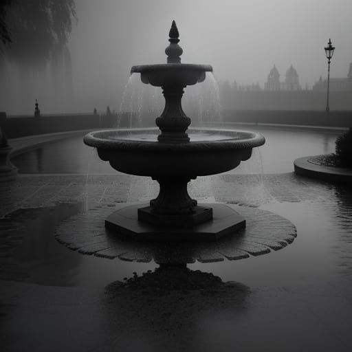 Misty Fountains in Hyperrealistic HDR Photography