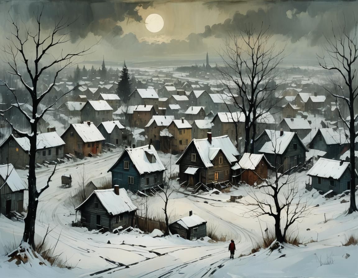 Expressive Winter Landscape Illustration