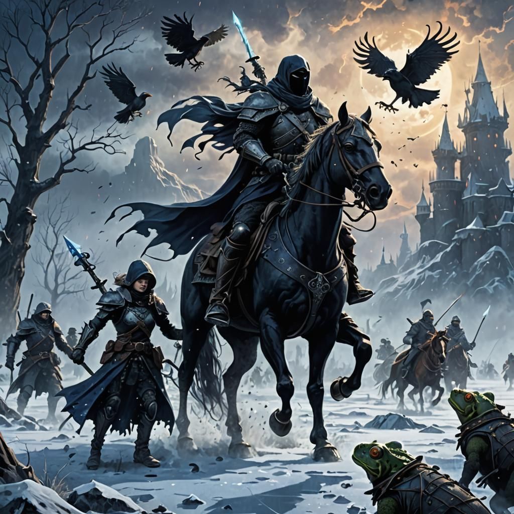 Hairbrush Hero Battles Frog Soldiers in Gothic Style